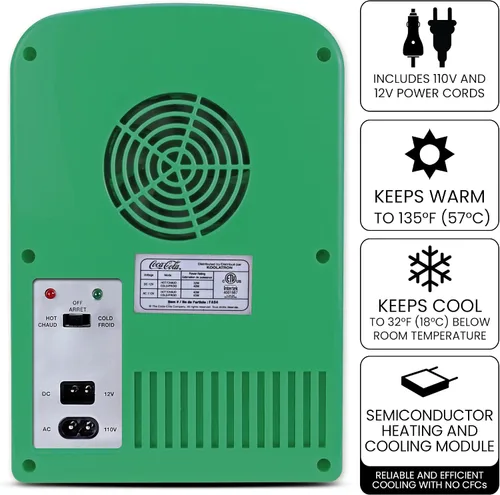 Vista 3 de Sprite Mini Nevera - Refrigerador para Dormitorio Oficina Enfriador Portátil de Bebidas, 12V 110V Para Bebidas, Refrescos, Vinos, Uso en Carro