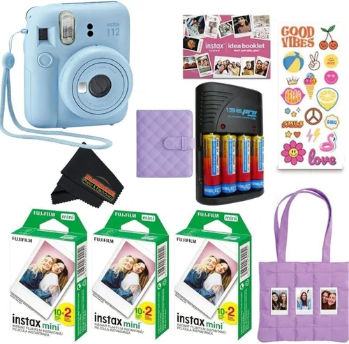 Vista 13 de Fujifilm INSTAX MINI 12 Blue Bundle 2025 (2 paquetes individuales (20 hojas), morado lila