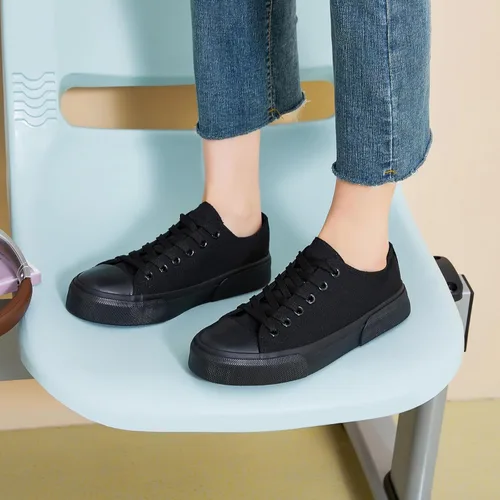 Vista 8 de hash bubbie Zapatillas blancas para mujer, zapatos de lona bajos para mujer, zapatillas de lona para mujer, zapatillas de deporte de moda