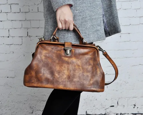 Vista 2 de ZLYC - Bolso cruzado de piel auténtica vintage para mujer