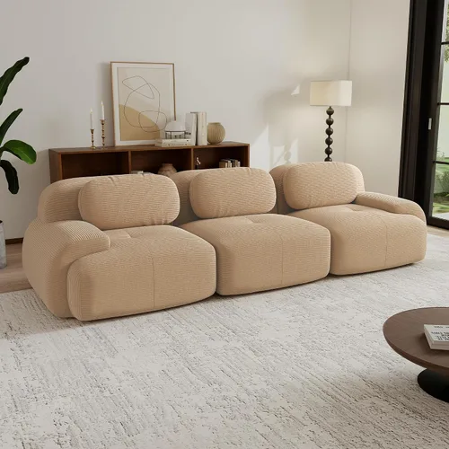 Vista 35 de Sofás seccional modular de 80" sin huesos modernos para sala de estar, juego de sofás comprimidos de 2 plazas con asiento profundo, sin necesidad