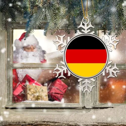 Vista 6 de Adornos de Navidad de Alemania, bandera de Alemania, novedad de metal, copo de nieve, adorno de Navidad, bandera nacional, recuerdo del país