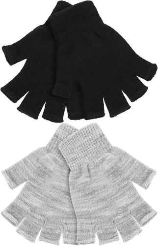 Vista 7 de SATINIOR 4 pares de guantes de invierno de medio dedo, guantes de punto sin dedos, guantes elásticos cálidos para hombres y mujeres