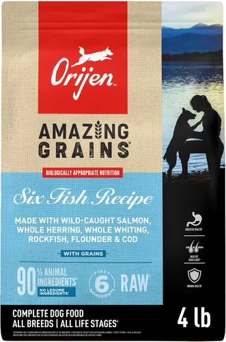Vista 11 de ORIJEN Amazing Grains Comida seca para perros con alto contenido de proteínas Fit & Trim Recipe Bolsa de 4 libras WHOLEPREY Ingredients, Made in