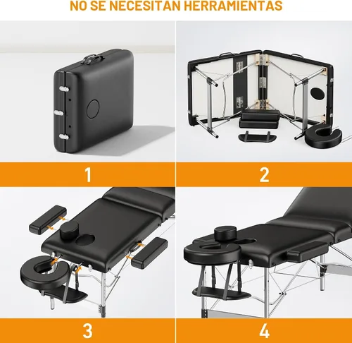 Vista 6 de Mesa de Masaje Portátil de 84" de Largo 24" de Ancho Profesional, Sofá de Masaje Reclinable de 3 Secciones, Cama de Aluminio Ajustable
