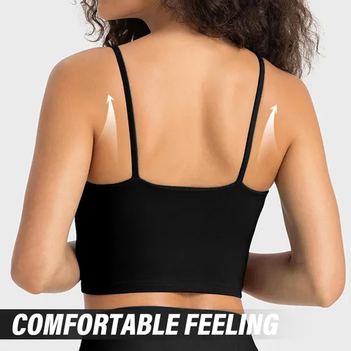 Vista 2 de FGZ Camisetas de entrenamiento para mujer con brasier integrado, brasier acolchado para yoga y correr