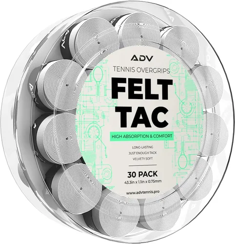 Vista 17 de ADV Dry - Cinta de agarre para raqueta de tenis, paquete de 12 y 30 unidades, cinta de agarre para raqueta de tenis FeltTac, cinta de agarre ultra