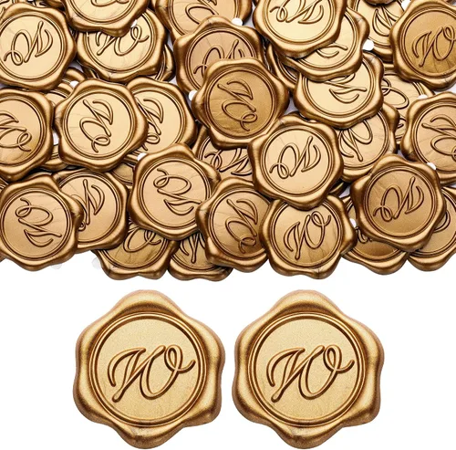 Vista 14 de Yoption - Pegatinas adhesivas de sello de cera con letra inicial A, paquete de 25 pegatinas de sello de cera con letra antigua dorada, sellos