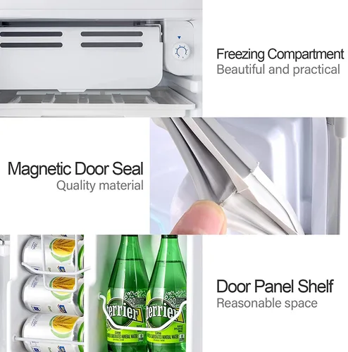 Vista 4 de N A - Mini refrigerador compacto de 3.2 pies cúbicos, máquina de almacenamiento de alimentos de una sola puerta para dormitorio, garaje, cámper