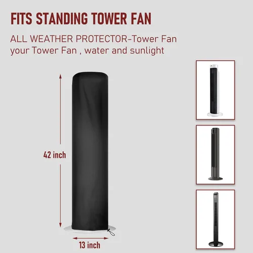 Vista 2 de Cubierta de ventilador de torre impermeable para ventilador de pie, cubierta de protección contra el polvo, para sala de estar, dormitorio, oficina