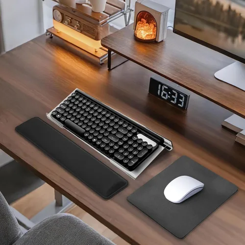 Vista 7 de Soporte para reposamuñecas para teclado de computadora, juego de reposamuñecas de teclado de espuma viscoelástica, base de silicona antideslizante