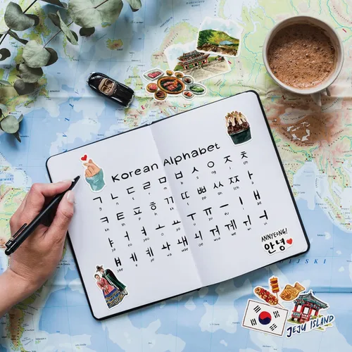 Vista 3 de Navy Peony Calcomanías de viaje escénicas de Corea del Sur (30 unidades), ilustradas a mano, Seúl, calcomanías coreanas para diarios, álbumes