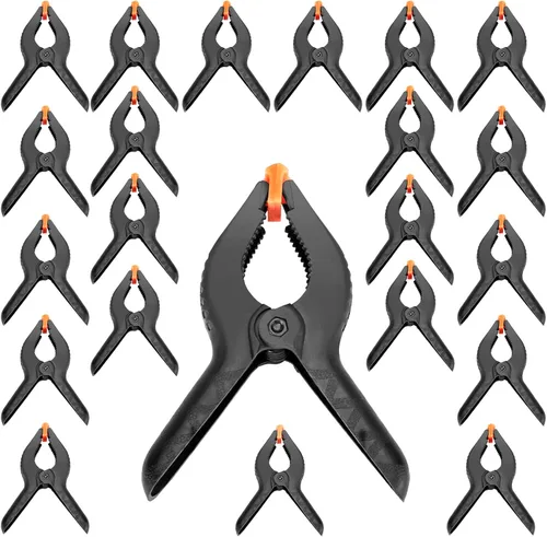 Vista 10 de ZOENHOU Juego de 20 abrazaderas de resorte de 4.5 pulgadas, clips de plástico de nailon resistente con almohadilla de mandíbula flexible y asas