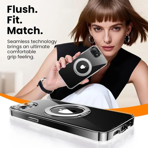 Vista 7 de Funda con soporte de anillo de 360° para iPhone 16E/17E con 2 protectores de pantalla, compatible con MagSafe, antiamarilleo y resistente a