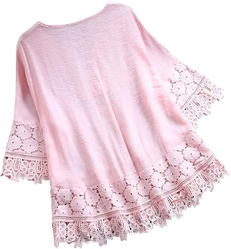 Vista 2 de Aniywn Camiseta de manga 34 con estampado floral y cuello redondo para mujer