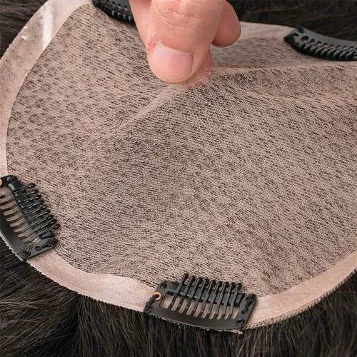 Vista 6 de RemeeHi Toppers de cabello humano con clip en pieza rizada para mujeres con cabello delgado, parte natural, base de seda invisible, 5.5x5.5 in