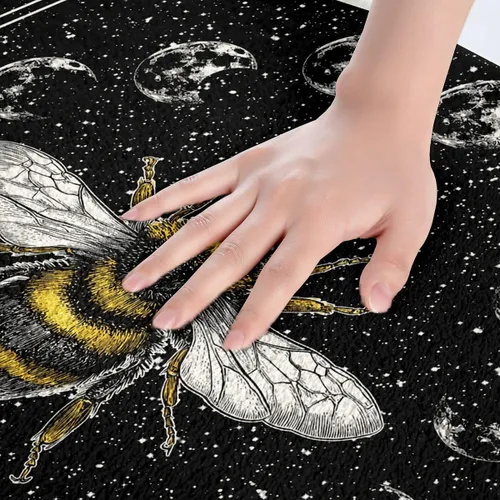 Vista 5 de Erosebridal Tapete de baño de abeja, sol y luna, decoración de habitación de galaxia trippy de 16 x 24 pulgadas, alfombra de baño de noche