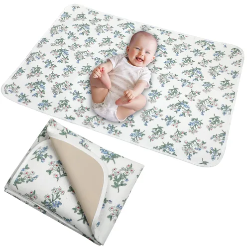 Vista 9 de Cambiador de pañales para bebé, 19.7"x25.6" forros impermeables para cambiador con parte superior frontal de algodón 100% muselina y parte trasera