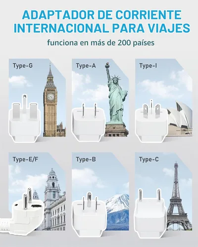 Vista 2 de Convertidor de voltaje de 220 V a 110 V de EE. UU. a Europa, convertidor de voltaje de 2000 W para viajes europeos con 3 puertos AC 2 USB-C 2 USB-A