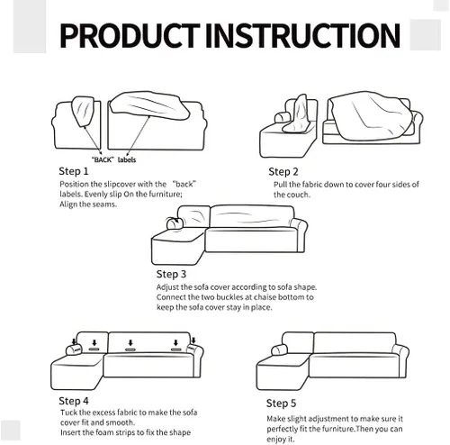 Vista 6 de Fundas para sofá modular, 2 fundas de sofá en forma de L con fundas de almohada, fundas elásticas de terciopelo para sofá de 3 + 3 plazas, fundas