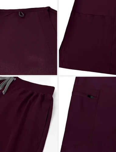 Vista 5 de niaahinn Conjunto de ropa quirúrgica clásica con cuello en V y pantalón deportivo de yoga, uniforme médico de enfermería