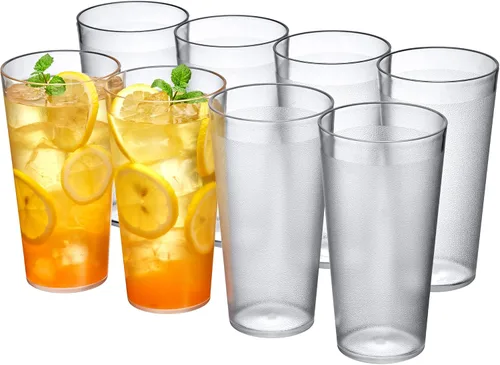 Vista 6 de Amazing Abby - Cafely - Vasos de plástico de 16 onzas (juego de 8), vasos de plástico para beber, vasos de estilo restaurante, vasos de grado