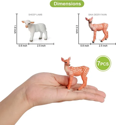 Vista 5 de Volnau Juguetes de lobo figuras de animales, 7 piezas, paquete de figuras de zoológico para niños pequeños, decoración de Navidad, regalo preescolar