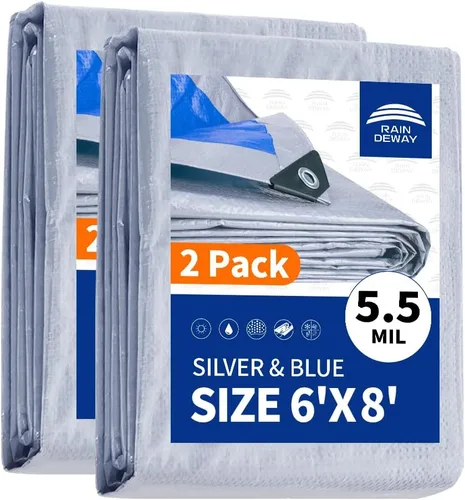 Vista 70 de RAINDEWAY Tarps - Lona impermeable de color azul de 4 x 16 pies de grosor, resistente a desgarros, multiusos, para techo, campamento, automóvil