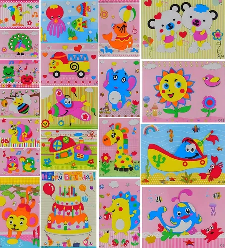 Vista 5 de Juego de rompecabezas de 20 piezas de calcomanías de espuma EVA 3D, juguetes educativos de aprendizaje de animales de dibujos animados para niños