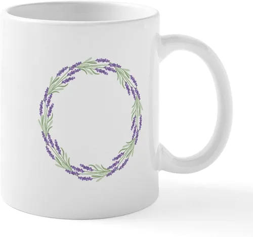 Vista 12 de CafePress Tazas de flores de lavanda 11 oz (11.0 fl oz) Taza de café de cerámica Blanco