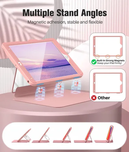 Vista 4 de MoKo Funda para iPad de 9ª generación con soporte para lápices, funda para iPad de 8ª/7ª generación de 10.2 pulgadas, protector de pantalla