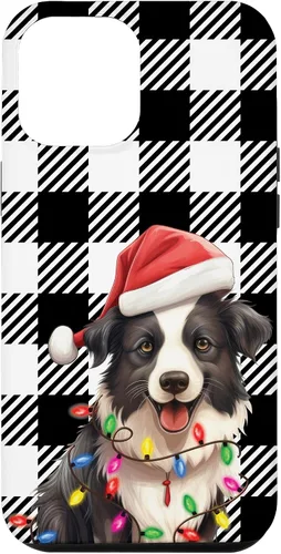 Vista 6 de Funda para iPhone 15 Border Collie Navidad a cuadros