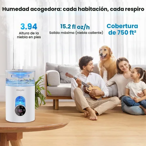 Vista 5 de Humidifiers for Bedroom Large Room -GloryAir 6L Cool & Warm Mist Humidifier White