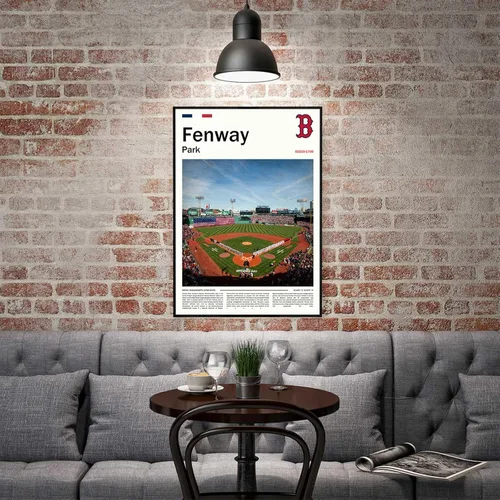 Vista 6 de Póster del estadio Fenway Park (17 x 11 pulgadas en lienzo) Arte de pared de béisbol de Boston - Póster deportivo retro de los Red Sox - Regalo