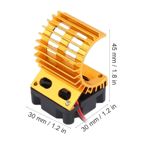 Vista 2 de Disipador de calor de motor RC, ventilador de refrigeración mejorado para autos RC eléctricos a escala 1/10, 380 390 motores, pieza de actualización