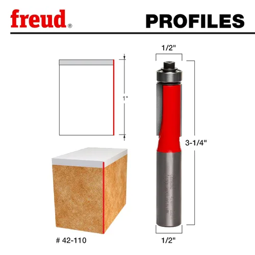 Vista 3 de Broca de fresado de 2 ranuras con mango de 1/4 de pulgada Freud 42-080 7/8 de pulgada de diámetro