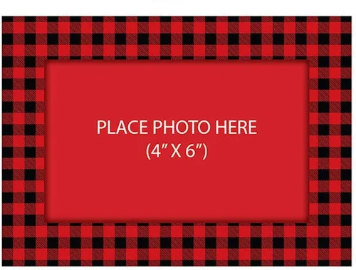 Vista 2 de Iconikal Tarjetas de felicitación personalizadas de Navidad con foto de búfalo rojo a cuadros, 15 unidades, con sobres para fotos de 4x6 pulgadas