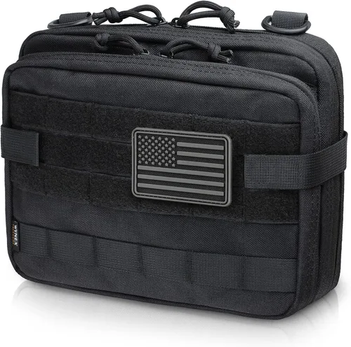 Vista 13 de WYNEX Bolsa táctica grande de administración de diseño de doble capa, bolsa de utilidad Molle EDC EMT con funda de mapa, bolsa modular