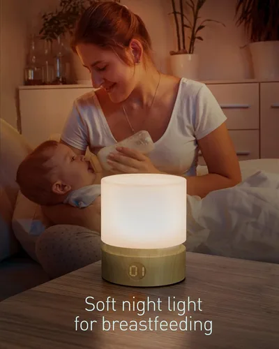 Vista 6 de Smilodon Luz nocturna con temporizador, blanca, pequeña lámpara LED para dormitorio, lámpara de mesita de noche, luz nocturna para niños, regulable