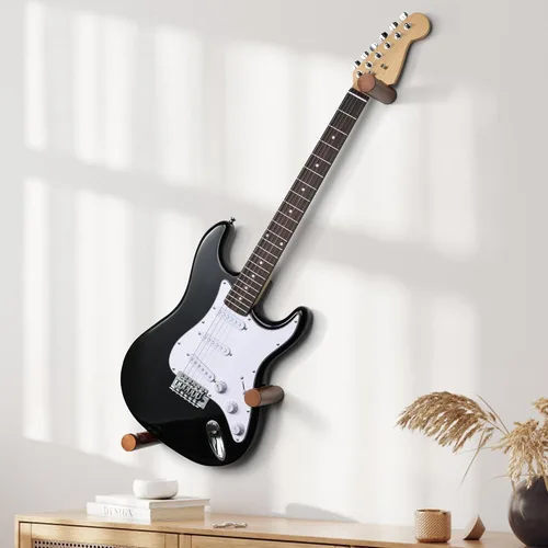 Vista 12 de Soporte de pared para guitarra eléctrica horizontal, suspensión de guitarra de madera maciza Blanco