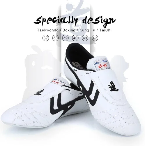 Vista 2 de Taekwondo - Zapatos deportivos de artes marciales, boxeo, karate, kung, fu tai chi, zapatos de rayas negras, zapatos ligeros