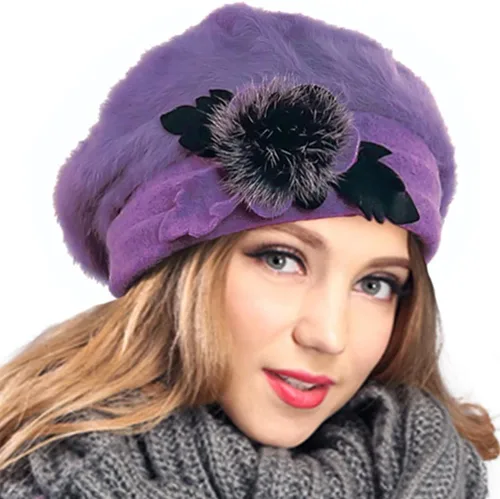 Vista 58 de VECRY - Gorro 100% de lana para mujer, boina de fieltro tipo campana, gorro de vestir para invierno