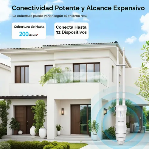 Vista 6 de WAVLINK AC1200 Extensor WiFi de largo alcance para exteriores/punto de acceso inalámbrico con POE activo/pasivo, puerto WAN/LAN, IP67 impermeable