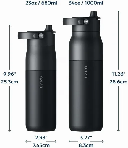 Vista 8 de LARQ Bottle Swig Top - Botella de agua de acero inoxidable aislada de 34 onzas con mango de silicona integrado, sin BPA, botella de agua Negro