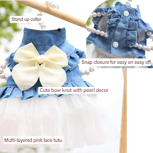 Vista 57 de ANIAC Daisy Vestidos para Perros Pequeños Hembra con Anillo para Correa, Nudo de Lazo Vestido de Boda para Cachorra, Traje de Gato de San Valentín