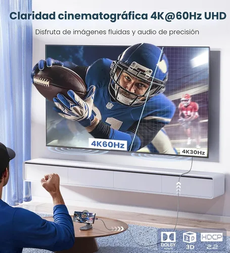 Vista 2 de Warrky Cable USB C a HDMI 4K 60Hz de 3.3 pies [enchufes chapados en oro antiinterferencias] Cable de aluminio tipo C a HDMI 2.0, Thunderbolt 3/4/5
