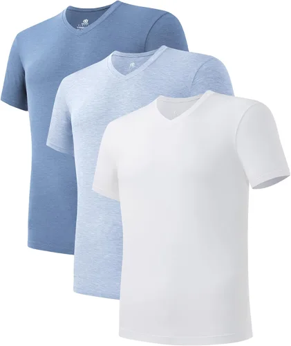 Vista 8 de DAVID ARCHY Camiseta interior de rayón de bambú con cuello en V que absorbe Paquete de 5 Negro - Cuello en V