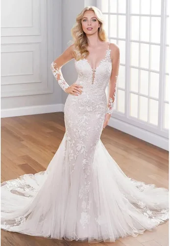 Vista 2 de TIRAS Vestidos de novia para mujer 2023 vestidos de novia de encaje con apliques de encaje CM002