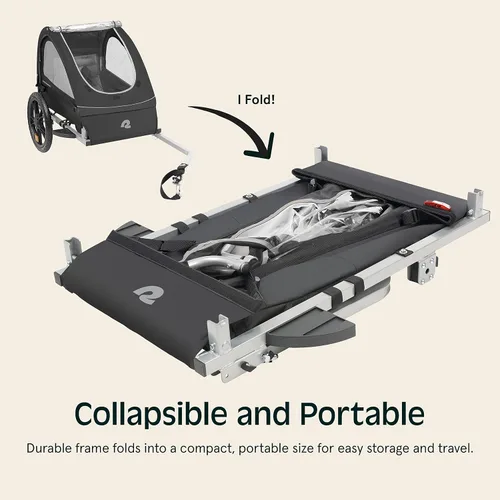 Vista 5 de Retrospec Rover - Remolque para bicicleta para niños, individual y doble pasajero, plegable