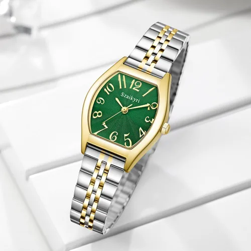 Vista 4 de Reloj en forma de barril para mujer con números arábigos fáciles de leer, reloj de vestir para mujer